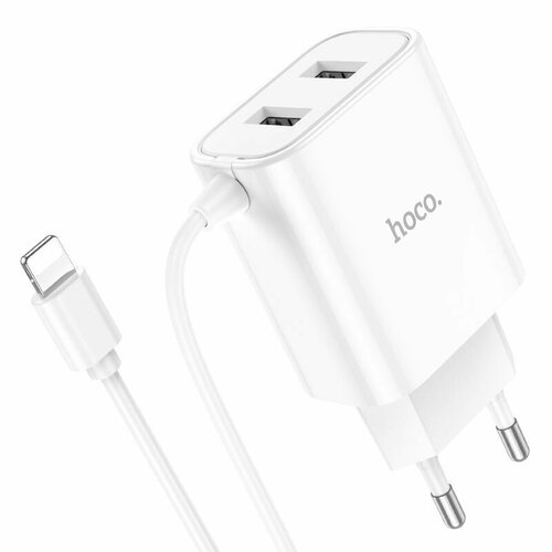 Сетевое ЗУ Hoco C103A + кабель iPhone Lightning белое зарядное устройство hoco c12 apple lightning white