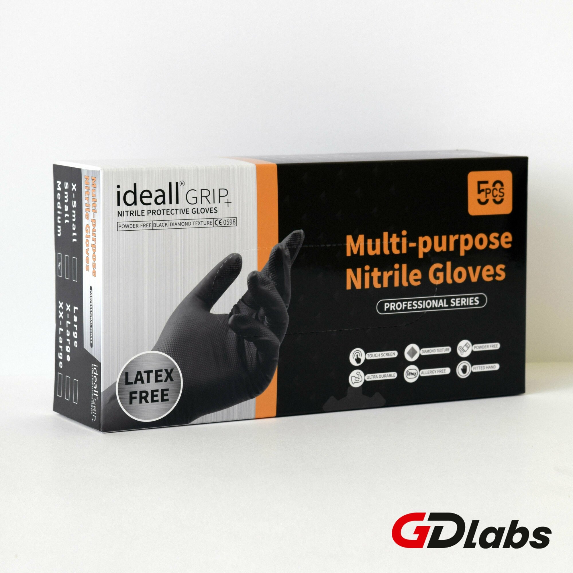 Перчатки нитриловые повышенной прочности IDEALL GRIP+ L 50 шт.