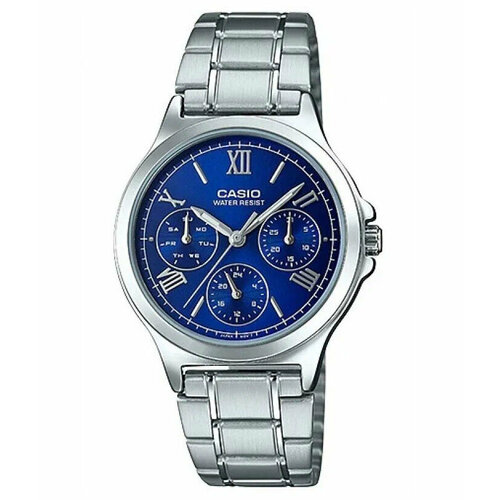 Наручные часы CASIO LTP-V300D-2A2, серебряный, синий наручные часы casio ltp e141l 2a2