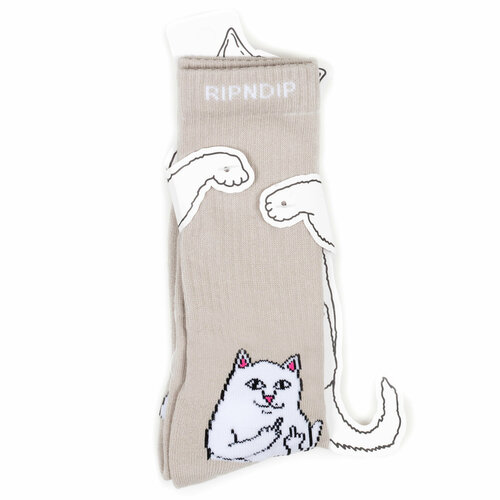 Носки RIPNDIP Носки с котом Лордом Нермалом Ripndip Socks, размер Универсальный, бежевый ripndip lord santa