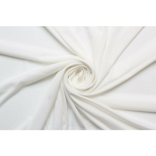 Ткань Трикотаж-креп стрейч молочно-белый, ш126см, 0,5 м ткань трикотаж вуаль стрейч молочно белый ш136см 0 5 м