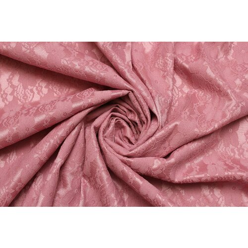 Ткань Кружево-стрейч на трикотаже нежно-розовое, ш146см, 0,5 м
