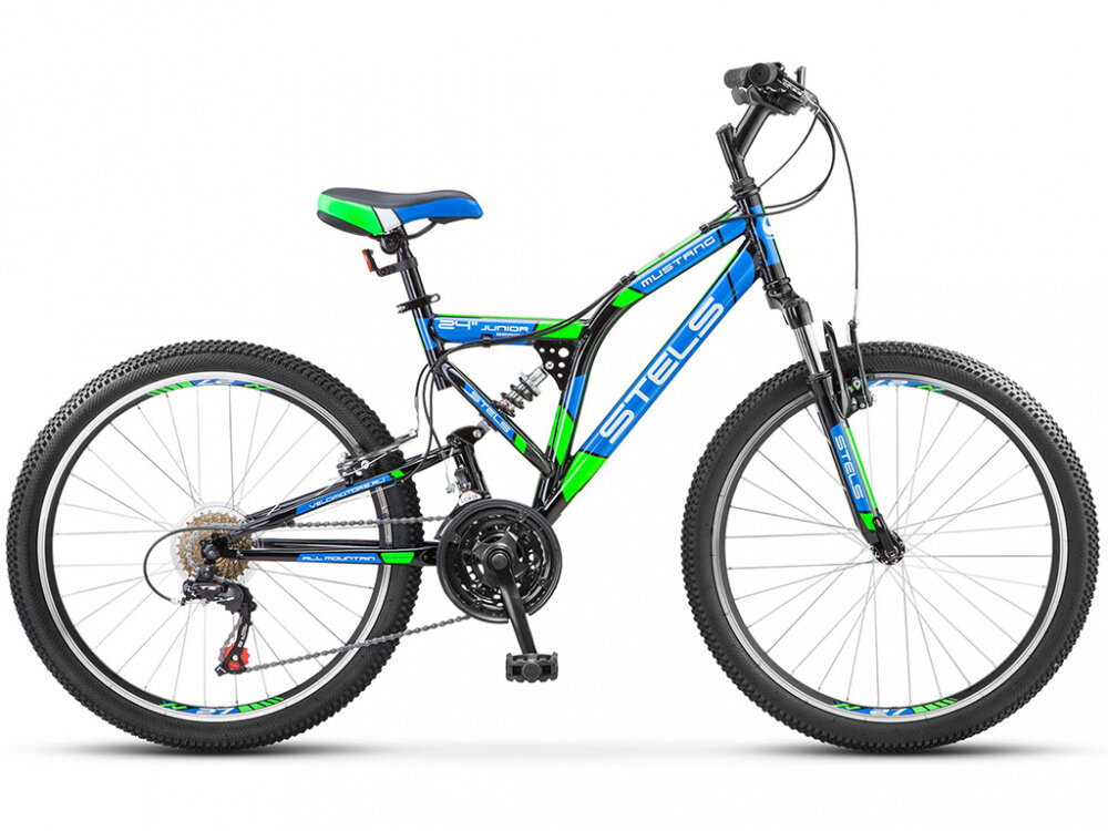 фото STELS Велосипед Стелс Mustang V 24" (рама 16", зеленый/черный)