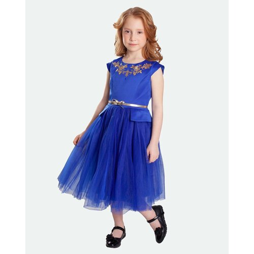 Платье Стильные Непоседы, размер 34-140, голубой платье принцессы на свадьбу детское элегантное праздничное платье детские платья с аппликацией на свадьбу для девочек платье с цветочным