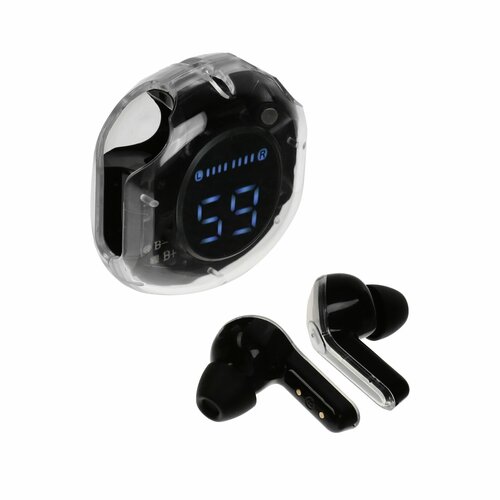 Наушники беспроводные Air39 TWS вкладыши BT 50 45200 мАч дисплей прозрачные чёрные 227800₽