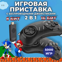 Игровая приставка с беспроводными джойстиками 2 в 1 16 и 8 bit Ретро Консоль SG800 4K UltraHD