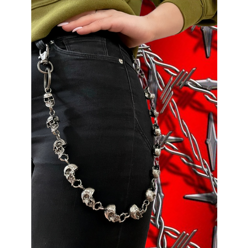 цепь на джинсы цепь с шипами цепь стальная цепь на брюки wallet chain rock chain байкер Комплект аксессуаров , размер 50, серый