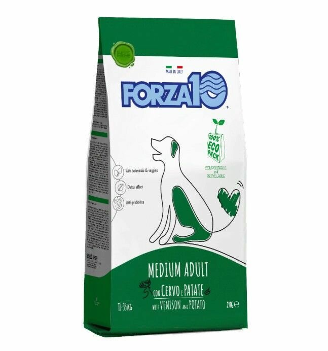 Forza 10 корм для взрослых собак средних пород, оленина и картофель (2 кг) - фото №11