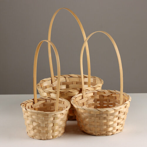 Набор корзин из 3 шт D21х10хH36см натуральный бамбук 1205₽