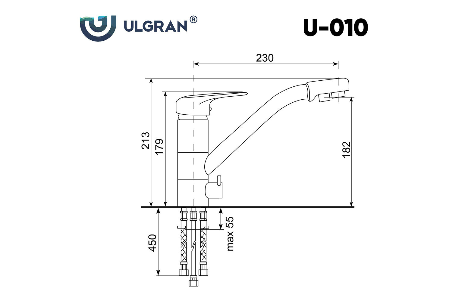 Смеситель для кухни Ulgran U-010-308, черный - фото №17