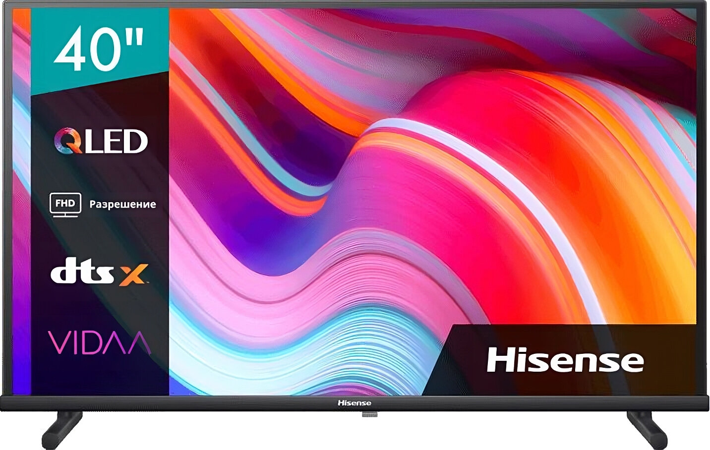 HISENSE Телевизор QLED Hisense 40" 40A5KQ Frameless черный FULL HD 60Hz DVB-T DVB-T2 DVB-C DVB-S DVB-S2 WiFi Smart TV (RUS) 40A5KQ