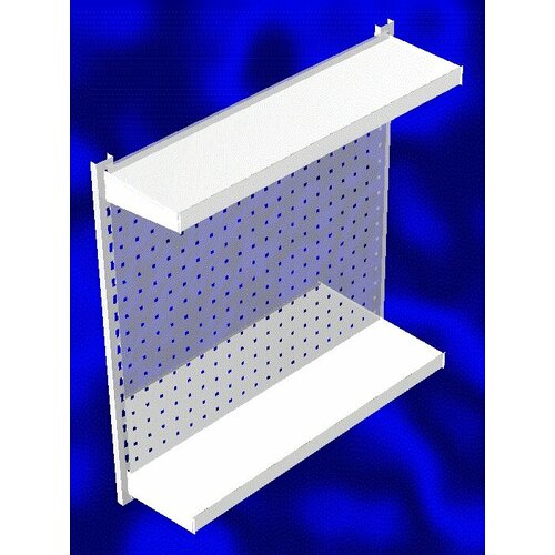 Стеллаж металлический настенный высота 1 м. с перфорацией под крючки 2 полки