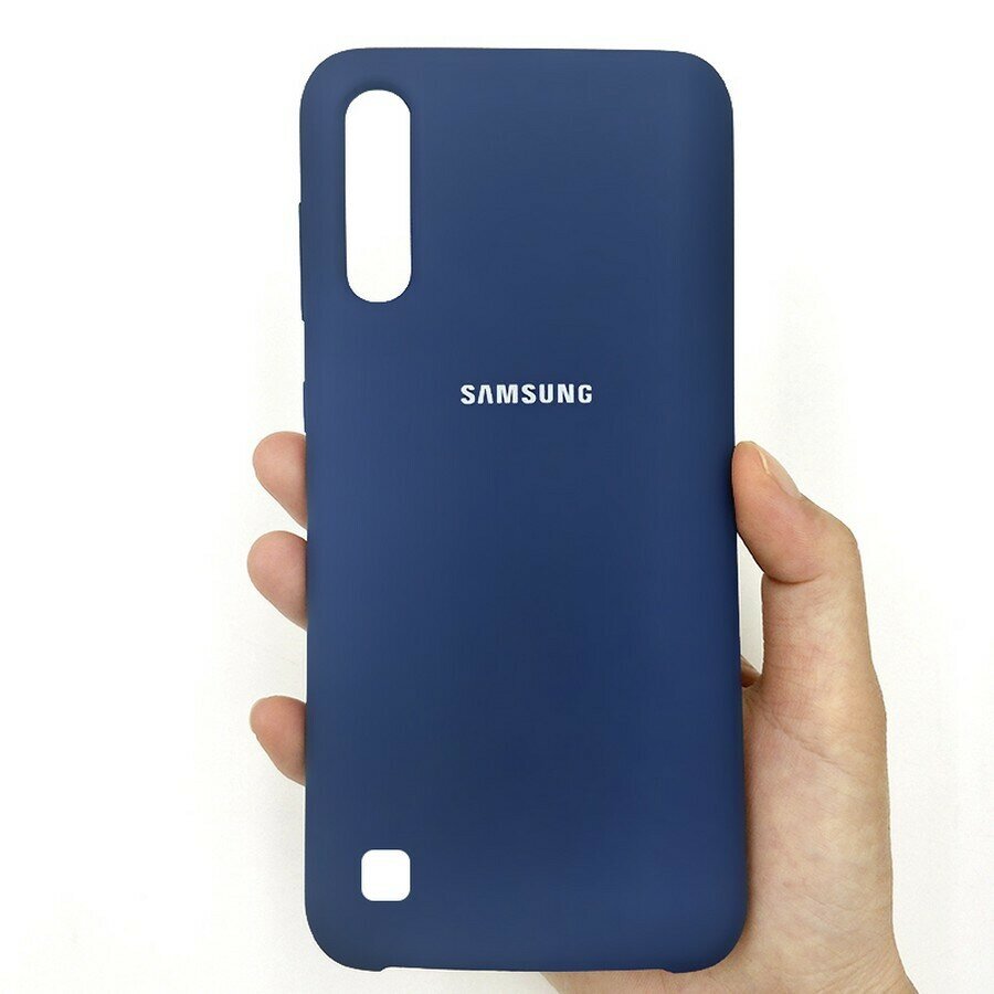 Силиконовая накладка Silky soft-touch для Samsung A01/M01 темно-синий
