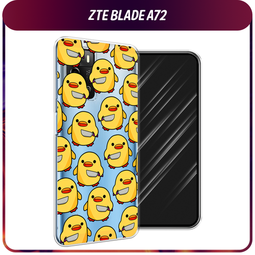 Силиконовый чехол на ZTE Blade A72/V40 Vita / ЗТЕ Блэйд А72/V40 Вита Утка с ножом, прозрачный силиконовый чехол на zte blade a72 v40 vita зте блэйд а72 v40 вита всявотца прозрачный