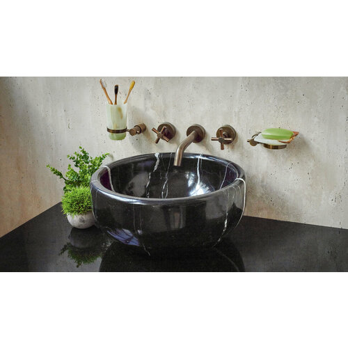 Мраморная раковина для ванной Sheerdecor Kadi 426018111 из черного натурального камня