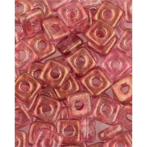 Стеклянные чешские бусины, Quad Bead, 4 мм, цвет Crystal GT Persian Pink, 5 грамм (около 145 шт.)
