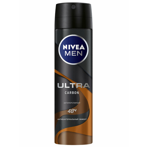 Дезодорант-антиперспирант спрей NIVEA MEN ULTRA Carbon антибактериальный эффект, 150 мл. дезодорант антиперспирант спрей антибактериальный эффект nivea men ultra carbon 150 мл