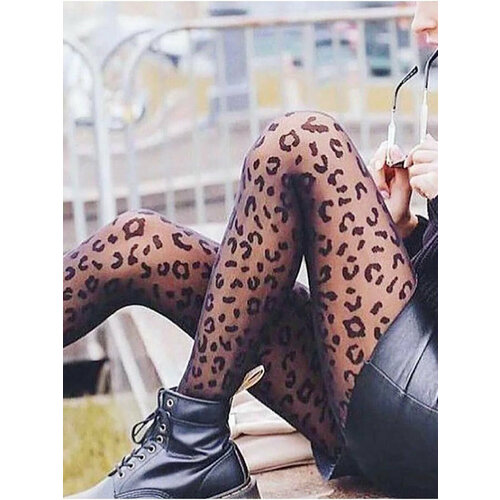 Колготки Нарис, 40 den, размер 3-4, черный носки женские прозрачные шелковые с леопардовым принтом