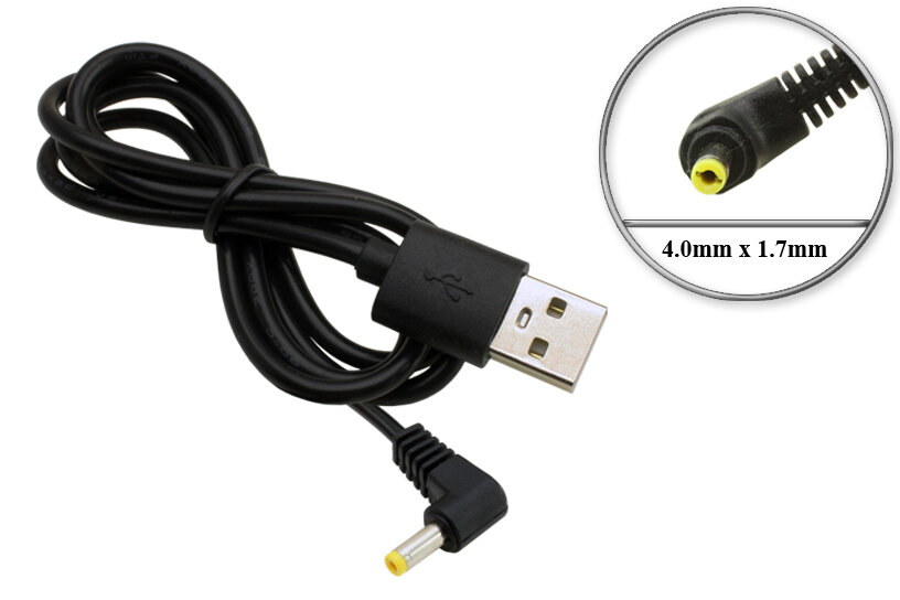 Переходник USB - 5V, 4.0mm x 1.7mm, угловой, 1.0m, для зарядки игровой приставки Sony PSP, цифровой книги Sony, сетевых устройств и др. оборудования.