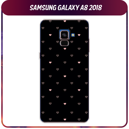 Силиконовый чехол на Samsung Galaxy A8 2018 / Самсунг Галакси A8 (2018) Чехол с сердечками силиконовый чехол violet heart latte на samsung galaxy a8 2018 самсунг галакси a8 2018