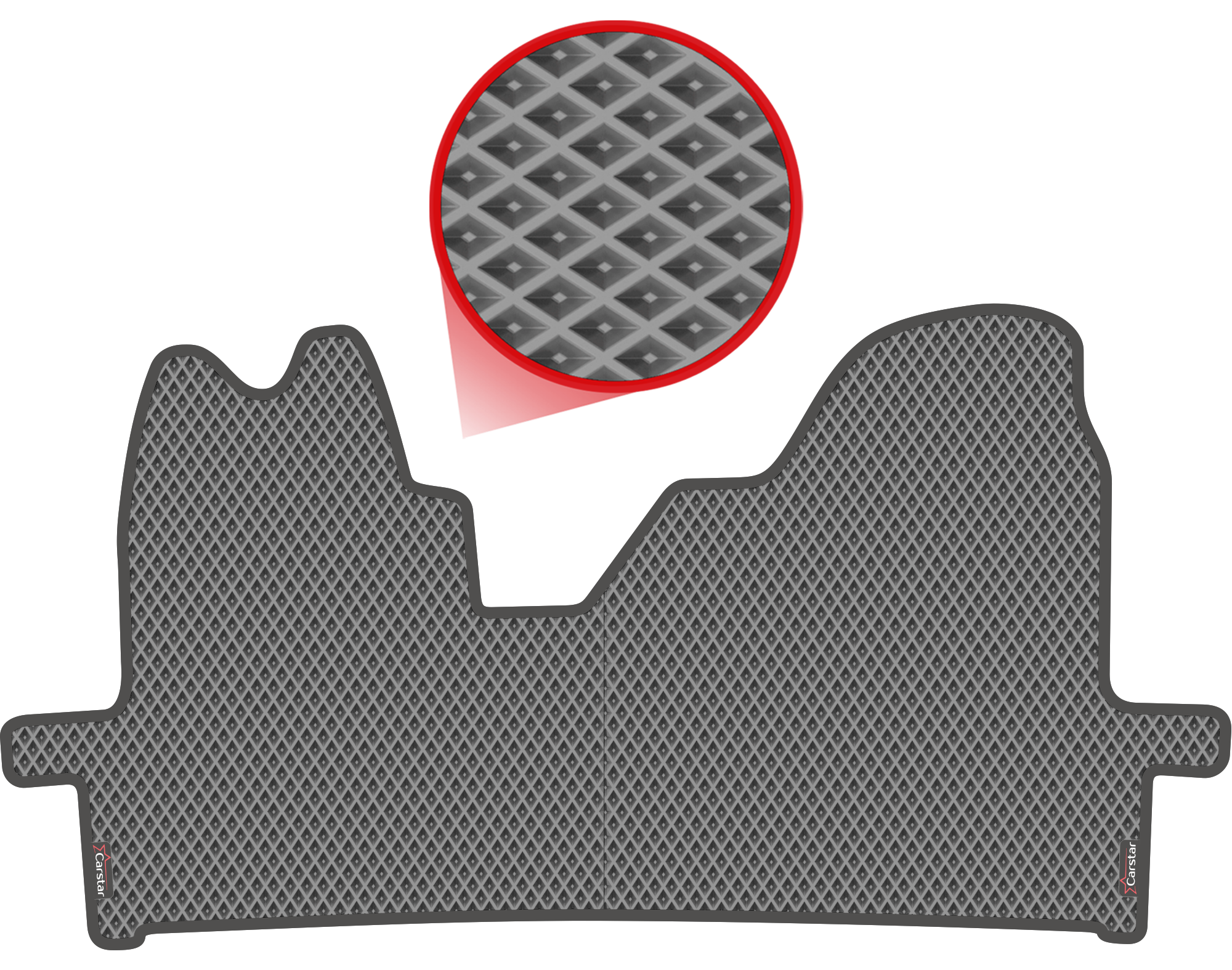 фото Автомобильные коврики EVA для Ford Transit VII (2006-2014), чёрные с чёрным кантом, ячейка - ромб