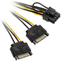 Аксессуар Кабель переходник питания Akasa SATA Power to 6+2pin PCIe 15cm AK-CBPW19-15