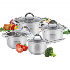 Набор посуды для приготовления Kamille KM-5632S ковш 1.8 л кастрюли 2.5 л, 3.8 л, 5.8 л