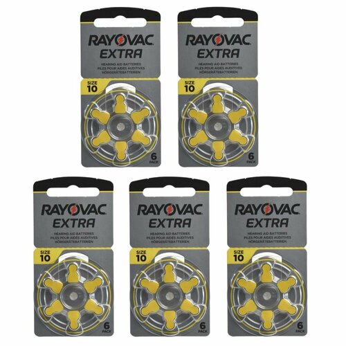 Батарейки для слухового аппарата Rayovac Extra ZA10 / v 10 / PR70 Zinc Air 1.45V 30 шт аккумулятор для слуховых аппаратов a10 10a za10 10 s10 pr70 rayovac peak zinc air 10 a10