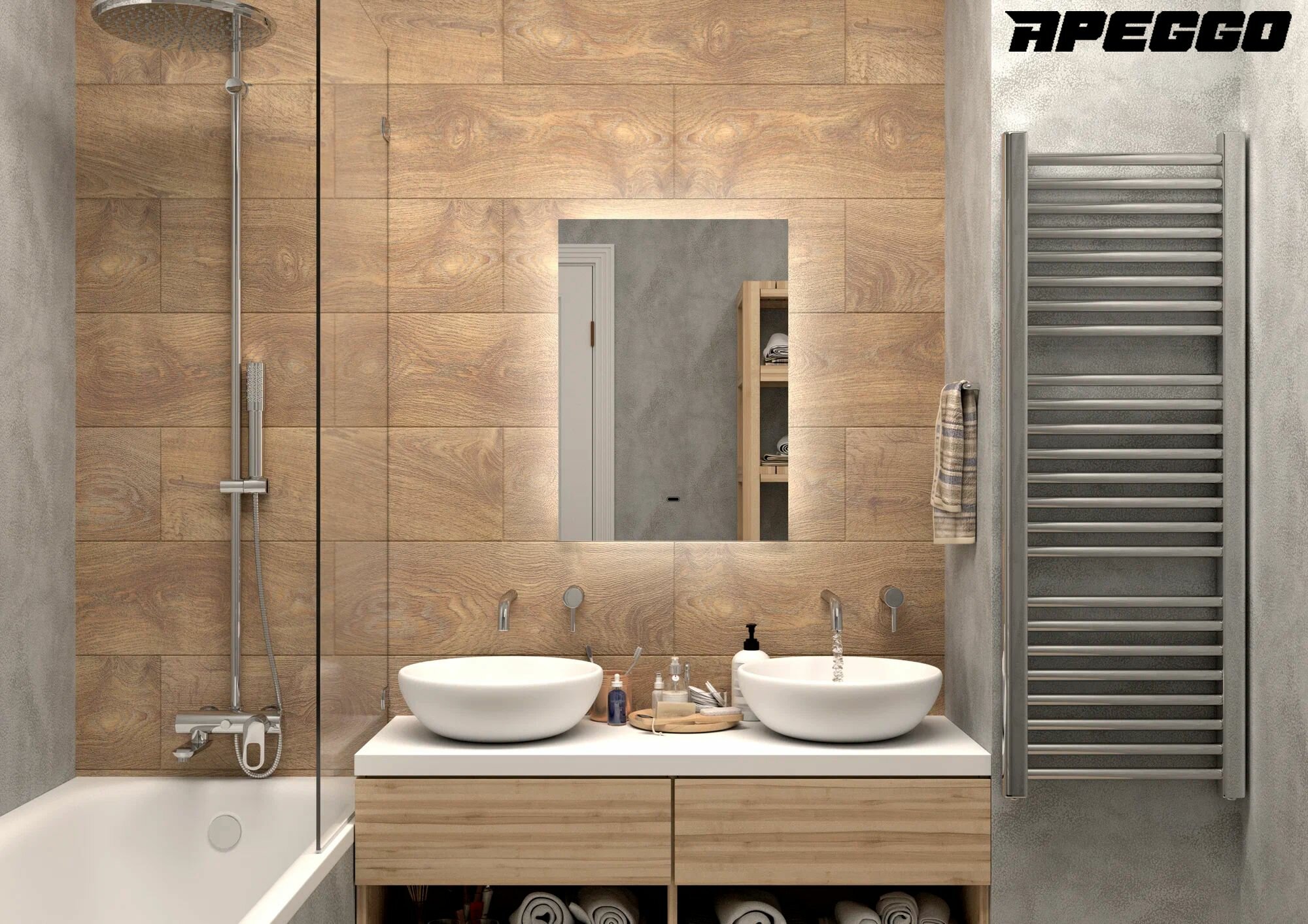 фото Зеркало Apeggo Lucia Led 1000х700 с бесконтактным сенсором, холодная подсветка