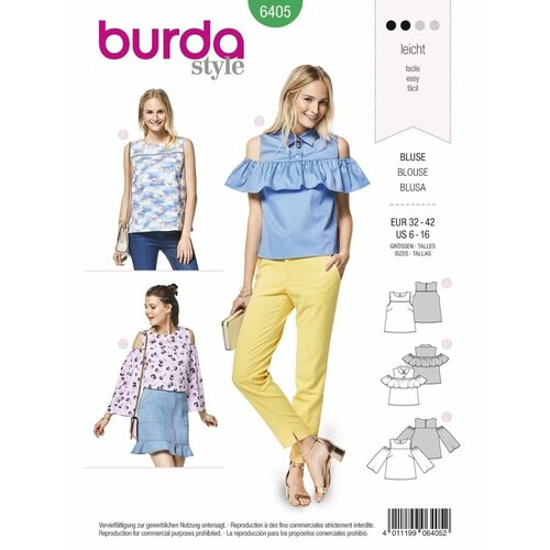 Выкройка Burda 6405 Топ, блуза выкройка burda 7670 блузка топ