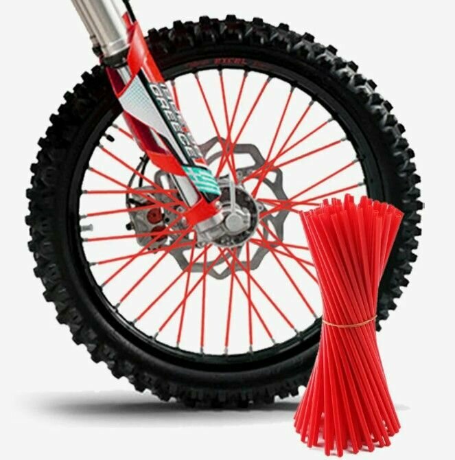 фото Накладки на спицы мотоциклов, питбайков и велосипеда красный