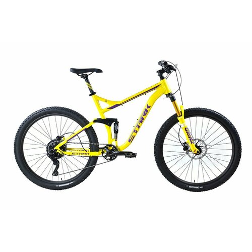 Велосипед Stark Tactic FS LT 27.5 HD (2024) 18" желтый матовый/фиолетовый