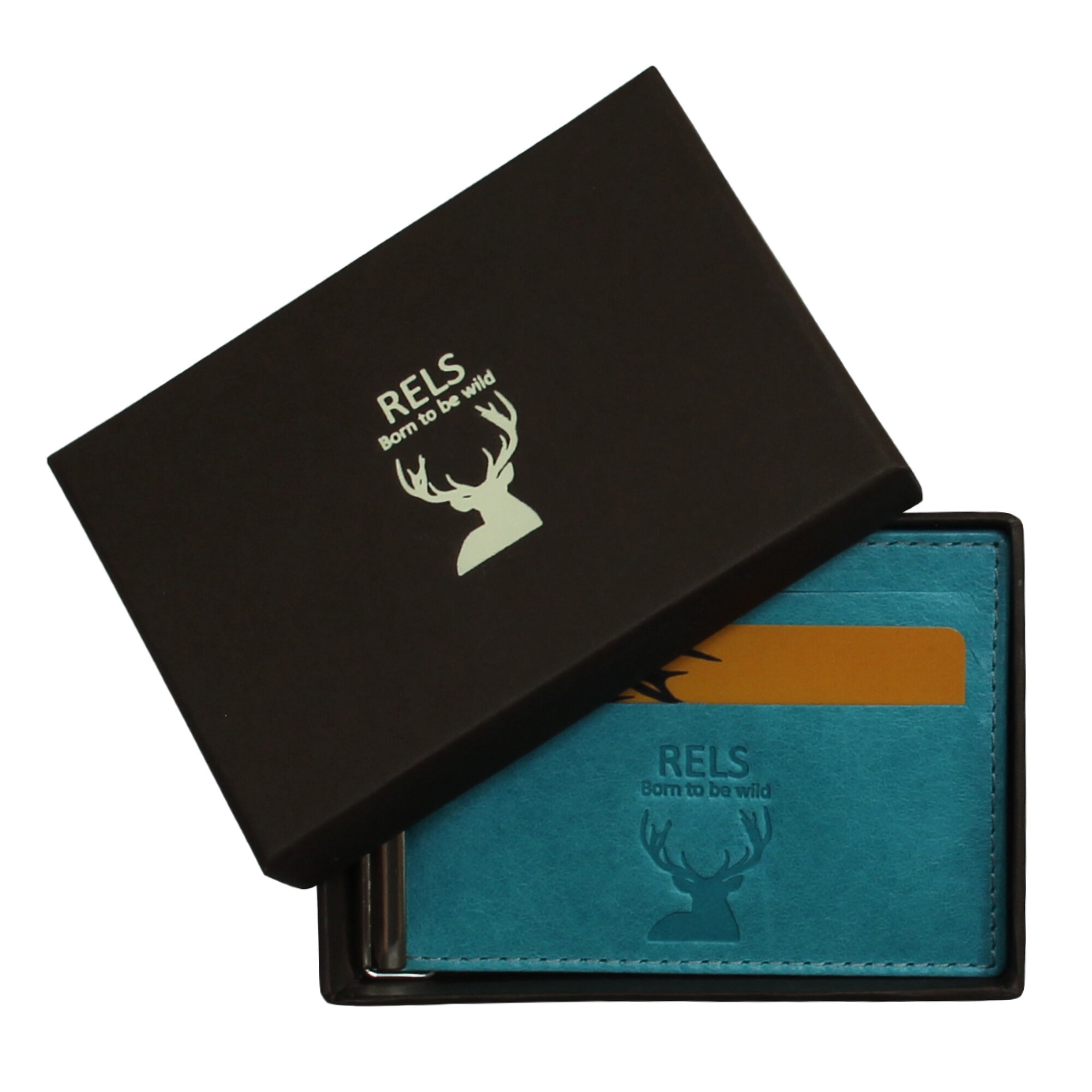 Зажим для купюр RELS, фактура гладкая, бирюзовый — фото 1