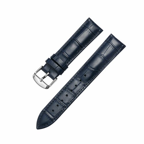 Ремешок Nagata, фактура под рептилию, тиснение, перфорированная, синий