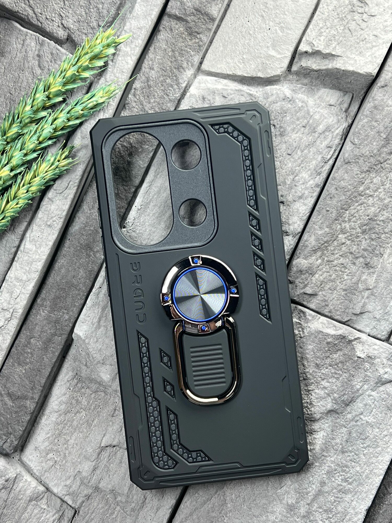 фото Чехол противоударный для Xiaomi Redmi Note 13 Pro 4G / Poco M6 Pro 4G (Сяоми Редми Ноут 13 Про 4 джи/Поко М6 Про 4Джи) с функцией подставки , с кольцом-держателем, ударопрочный, усиленный , черный (1)