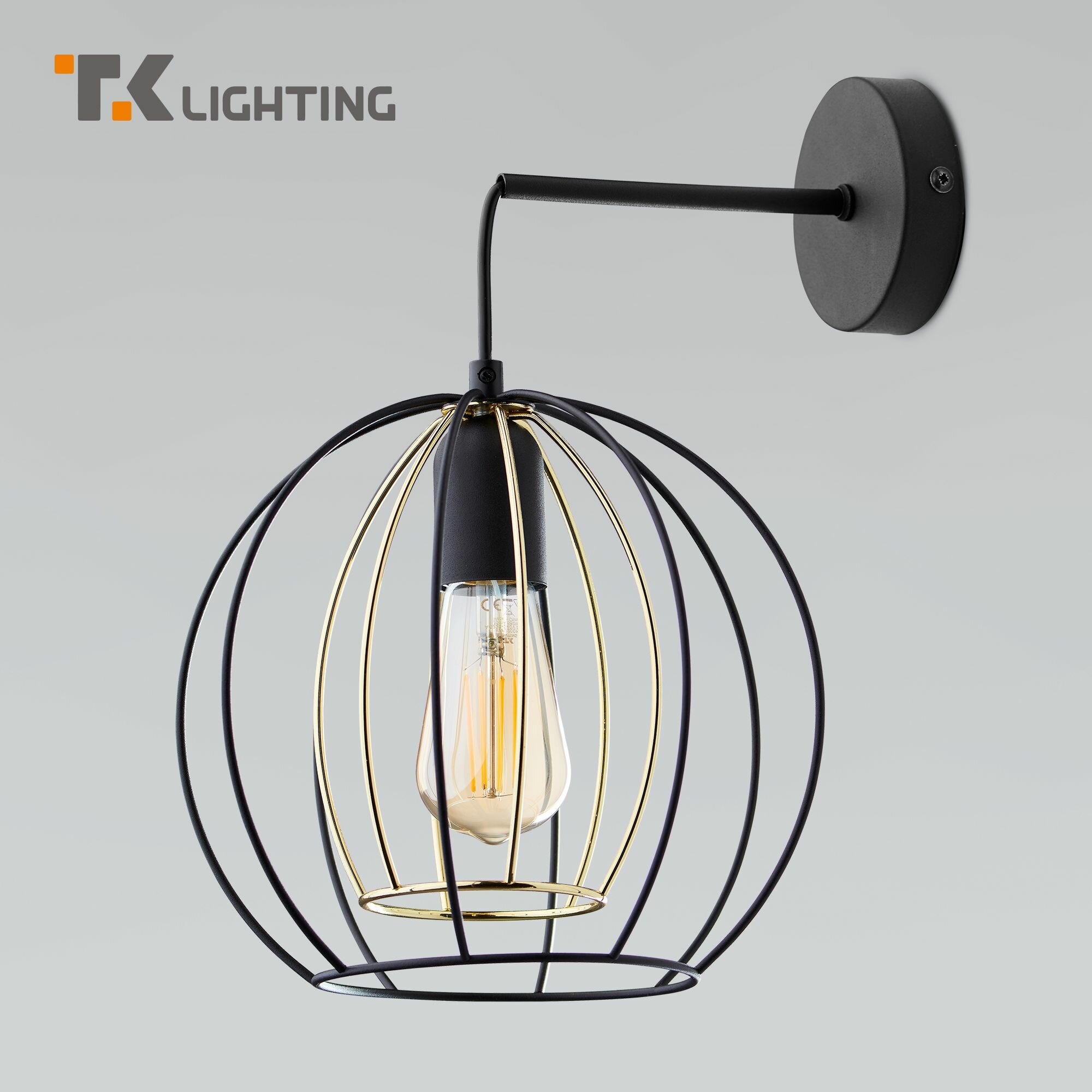 Бра / Настенный светильник TK Lighting 6596 Jaula, цвет черный / золото