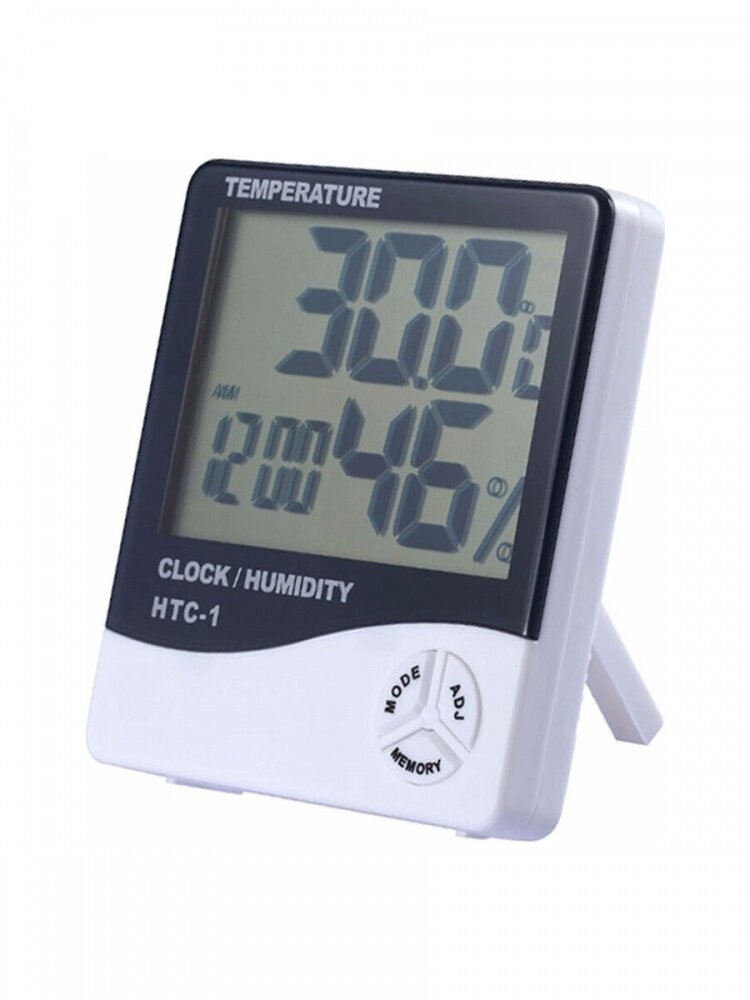 Термометр универсальный цифровой гигрометр HTC-1 / датчик влажности / часы