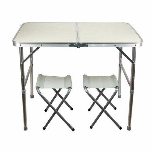 Набор туристической походной мебели, стол белый 90x60 + 2 табурета
