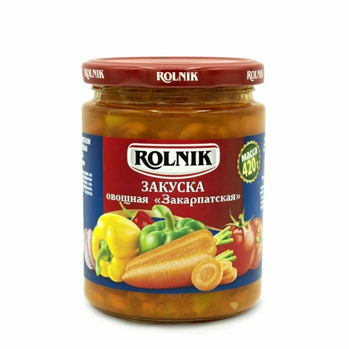 Овощная закуска Rolnik "Закарпатская", резаные овощи, без ГМО, 420 г