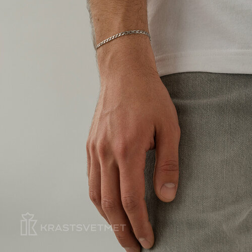 Жесткий браслет Krastsvetmet, серебро, 925 проба, родирование, длина 18 см.
