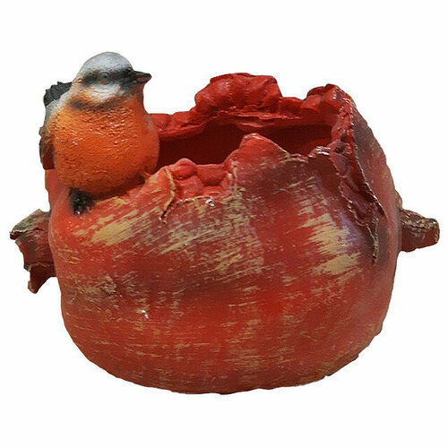 Фигура садовая кашпо гранат со снегирем 15см полистоун 3005₽