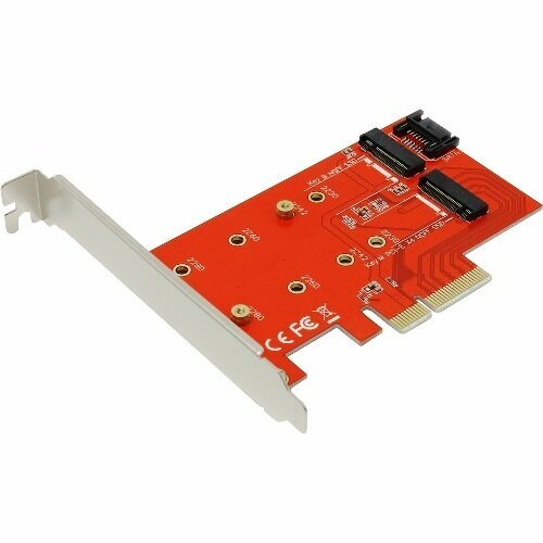 PCI-Express переходник Orient C296 4x PCI-E 3.0 NGFF M.2 SSD плюс SATA кбель в комплекте сетевой адаптер для wi fi pci e x1 ngff m 2 e key