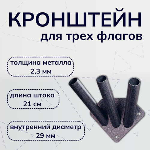 Изображение товара Металлическое настенное крепление - кронштейн для трех флагов