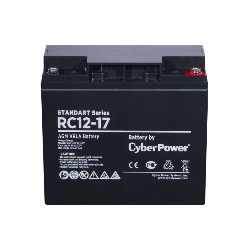 CyberPower Аккумуляторная батарея RC 12-17 12V/17Ah {клемма М5, ДхШхВ 181х76х167мм, вес 5,4кг, срок службы 6 лет}