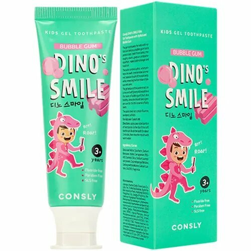 Паста зубная гелевая детская Dino's Smile с ксилитом и вкусом жвачки, Consly, 60 г