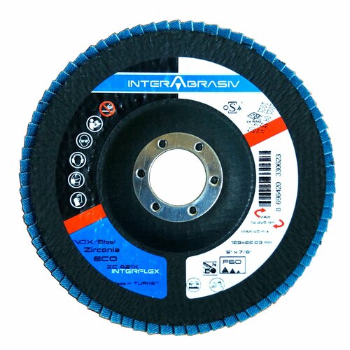 Круги лепестковые торцевые по металлу и нержавеющей стали 125x2223мм INTERFLEX 10 шт 1289₽