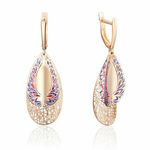 Серьги PLATINA красное золото 585 проба эмаль красный 53565₽