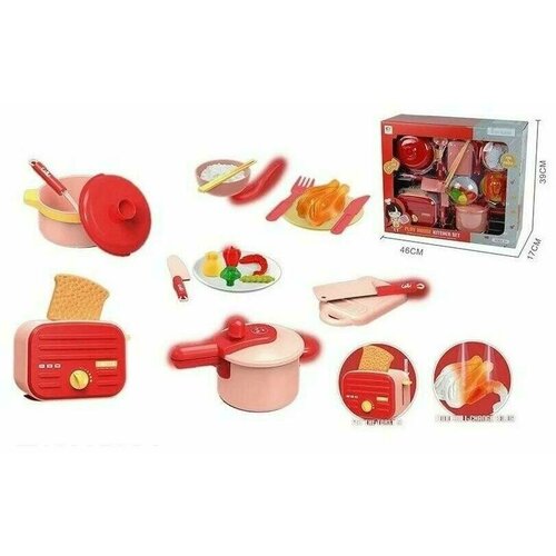 Игровая посуда КНР Кухня, розовая, 20 предметов, с тостером, в коробке (WY404-3) игровая посуда кнр кухня married с плитой 15 предметов в коробке hs514b