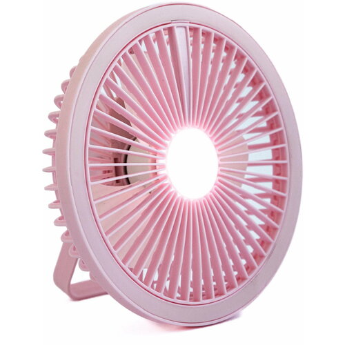 Вентилятор мини 3 в 1, LED подсветка, фонарь, настольный, подвесной, 3 скорости, с питанием от USB, розовый портативный настольный вентилятор на прищепке с лампой
