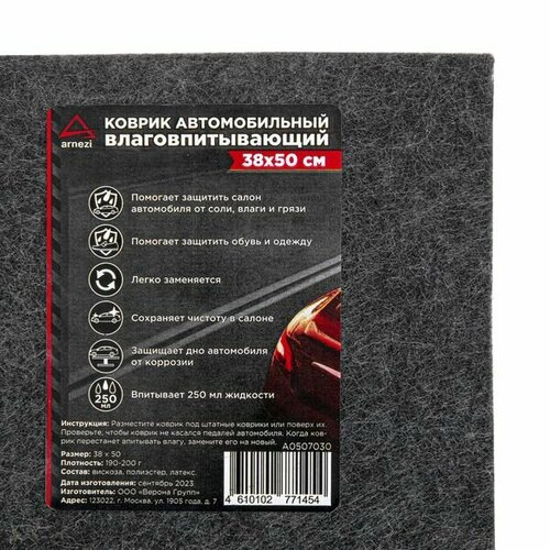 Коврик влаговпитывающий салонный 1шт 38x50см Arnezi A0507030 210₽